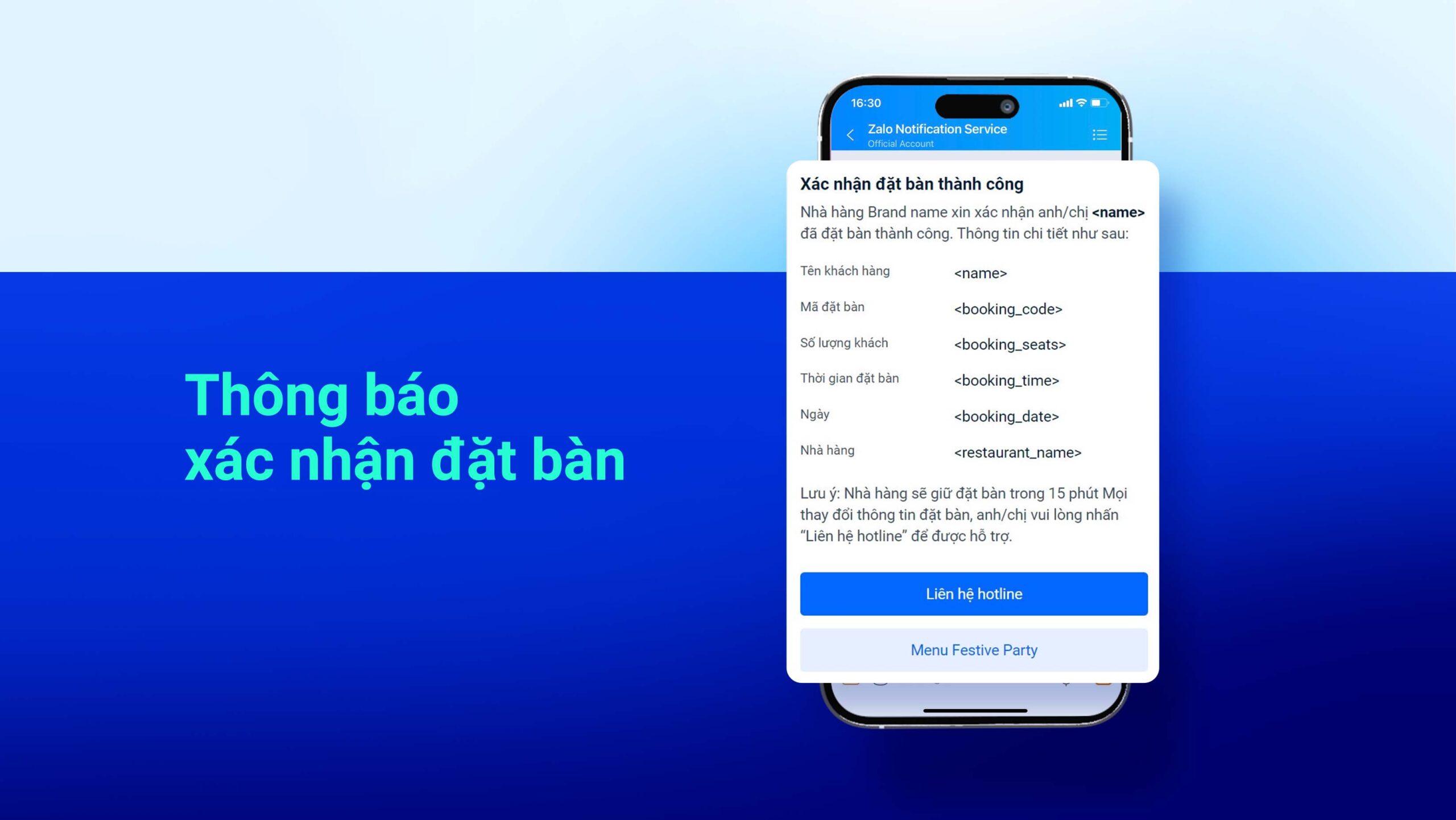 Ứng dụng tin nhắn ZNS trong lĩnh vực kinh doanh ngành thực phẩm (F&B) 2 Thông báo ZNS các nhà hàng, quán ăn thường gửi cho khách hàng